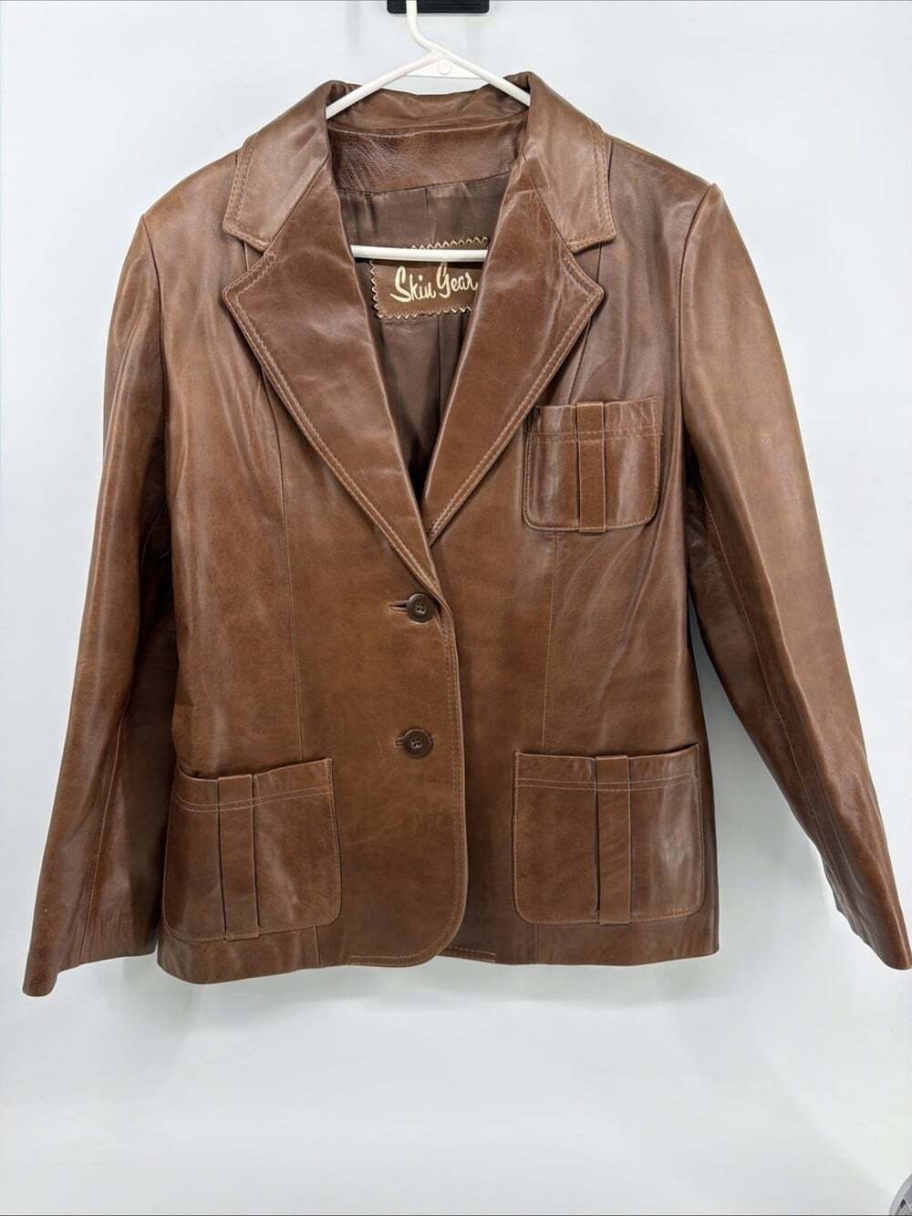 Vintage Skin Gear Women’s Leather Jacket Blazer Size S/M Brown NO Size Tag